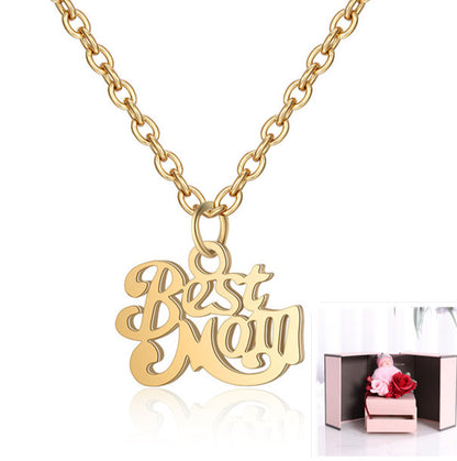 Stainless Steel Best Mom Charm Necklace Family Mother Pendant