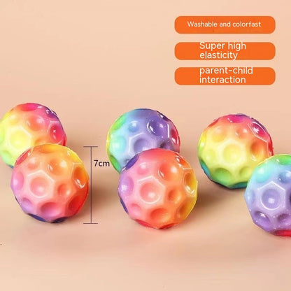 Colorful Hole Ball Soft Bouncy Ball Anti-fall Moon Shape Porous Bouncy Ball Kids Indoor Toys Ergonomic Design Elastic Ball