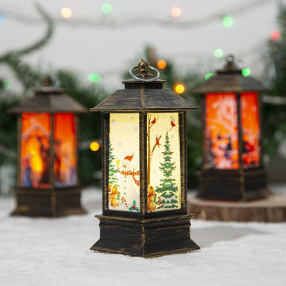 Christmas Portable Oil Lamp Santa Claus LED Night Lights Battery Powered Indoor Outdoor Hanging Lanterns Festive Party Decoration