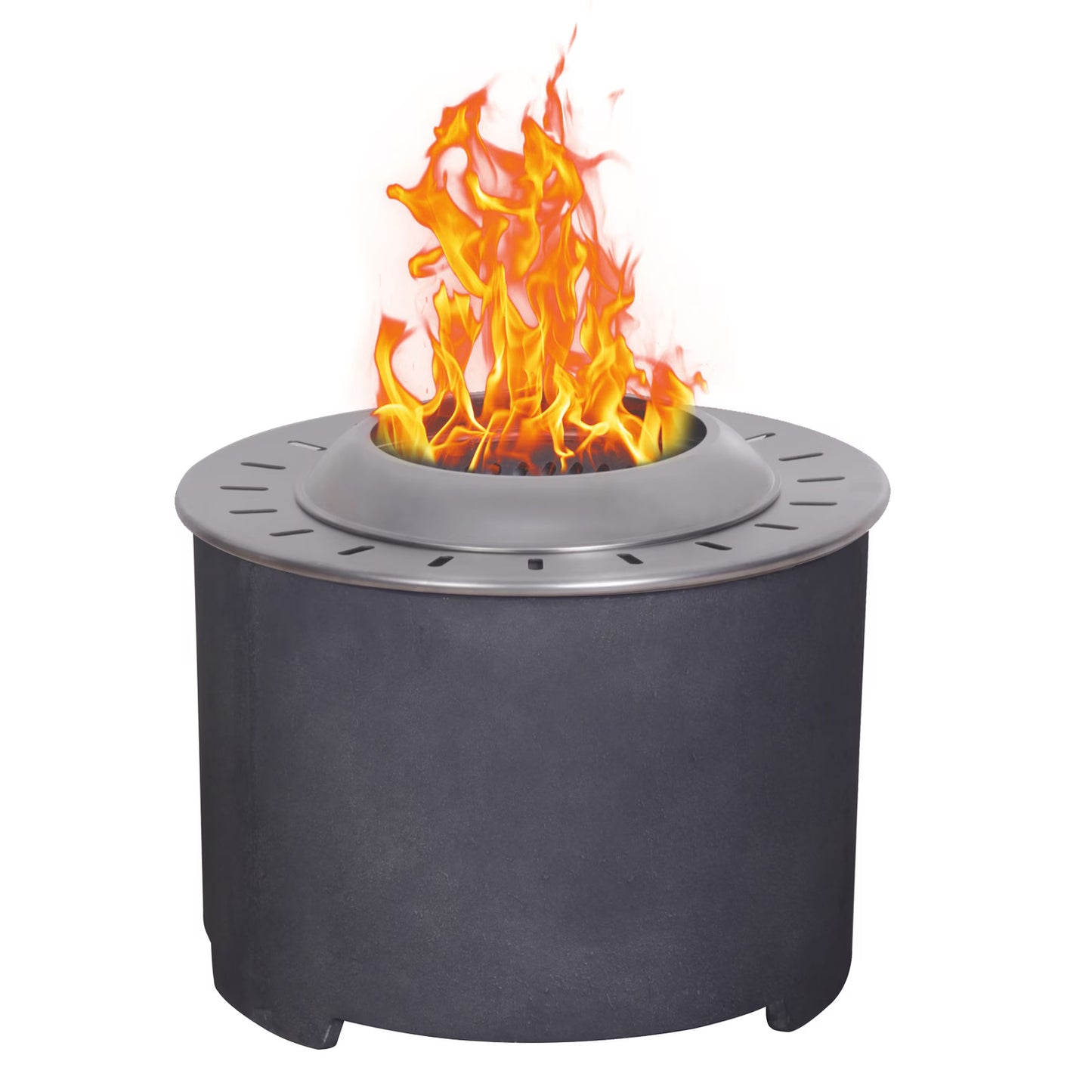 20.5 Inch X 15 Inch Dark Grey Faux Concrete Texture Smokeless Firepit With Wood Pellet Twig Wood As The Fuel