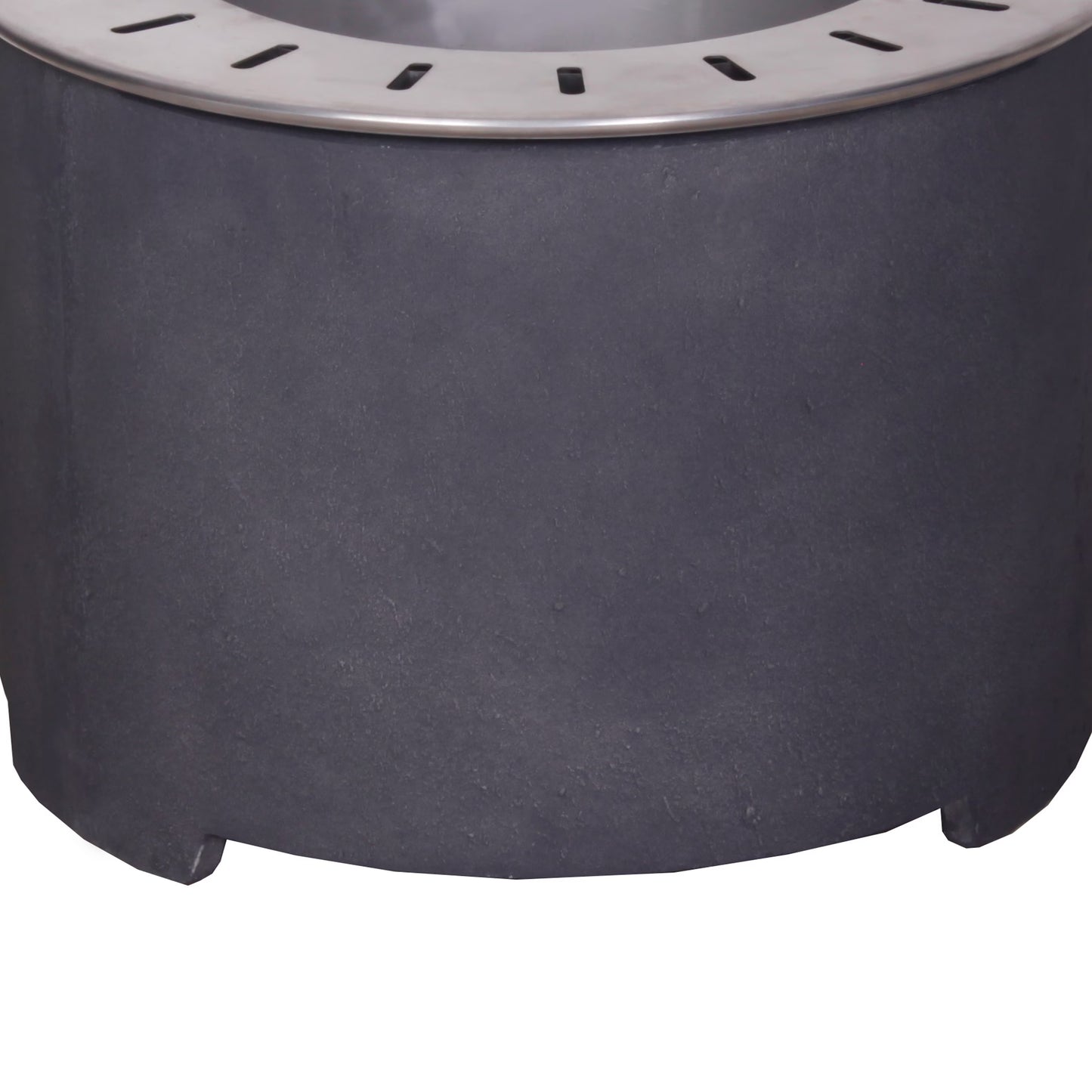 20.5 Inch X 15 Inch Dark Grey Faux Concrete Texture Smokeless Firepit With Wood Pellet Twig Wood As The Fuel