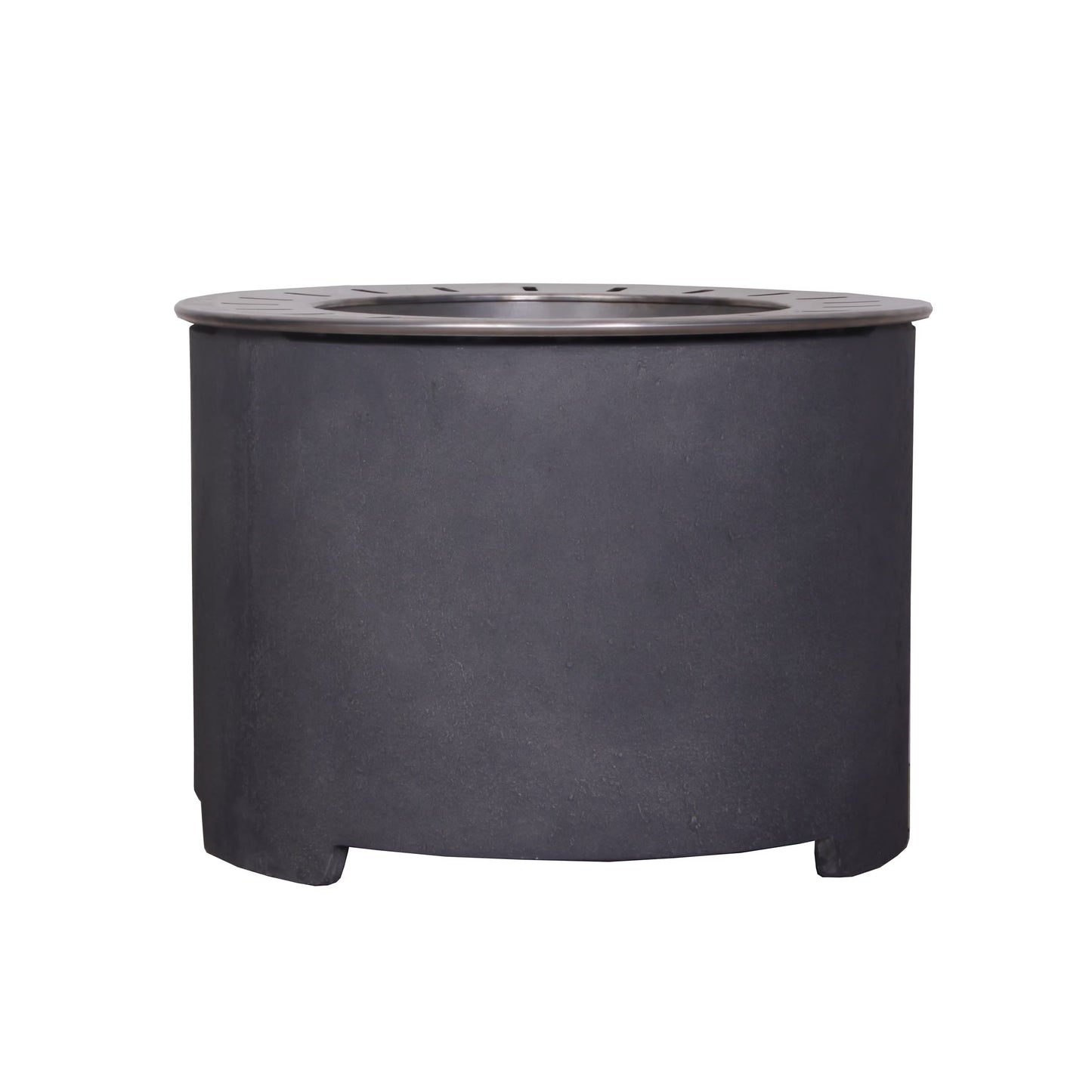 20.5 Inch X 15 Inch Dark Grey Faux Concrete Texture Smokeless Firepit With Wood Pellet Twig Wood As The Fuel