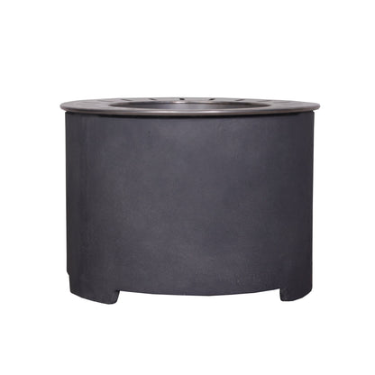 20.5 Inch X 15 Inch Dark Grey Faux Concrete Texture Smokeless Firepit With Wood Pellet Twig Wood As The Fuel